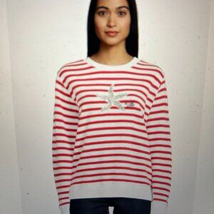 NEW Lilly Pulitzer Ballad Sweatshirt Red White Embellished Starfish Medium